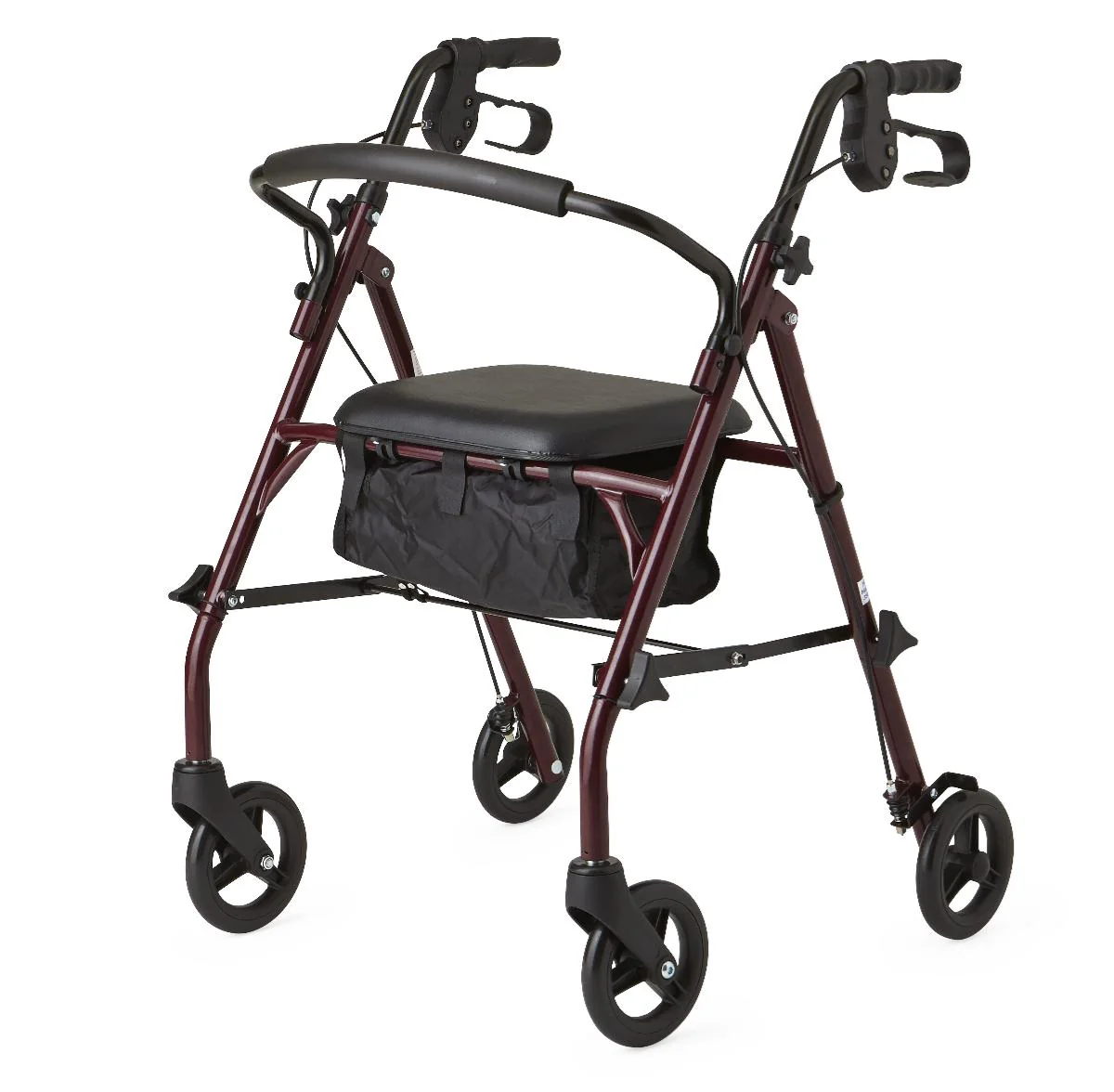 Rollator - Steel - Burgundy - 6 In.Whls
