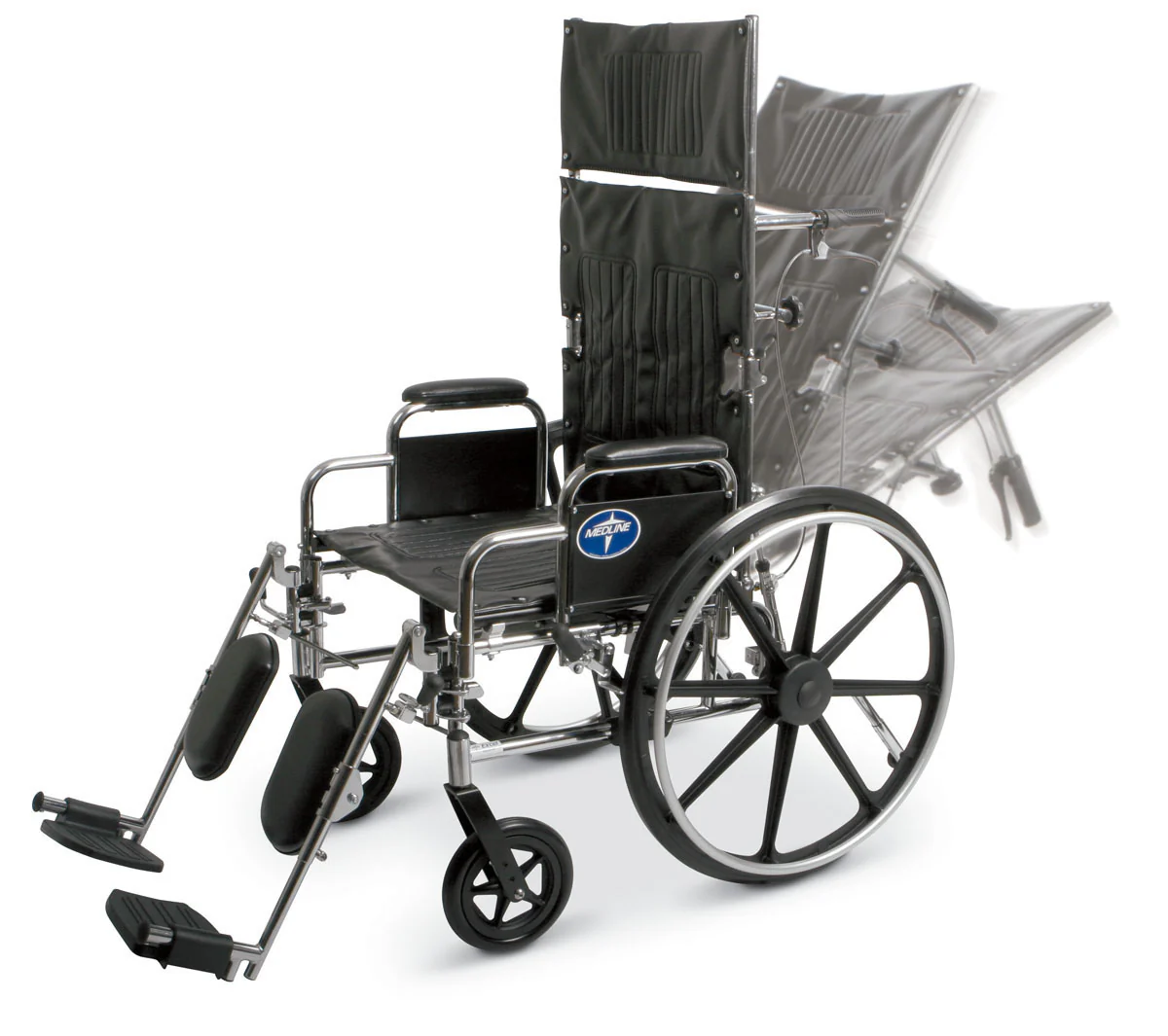 Reclining Wheelchair - 16" Seat Width - Elevating Leg Rests - Lightweight