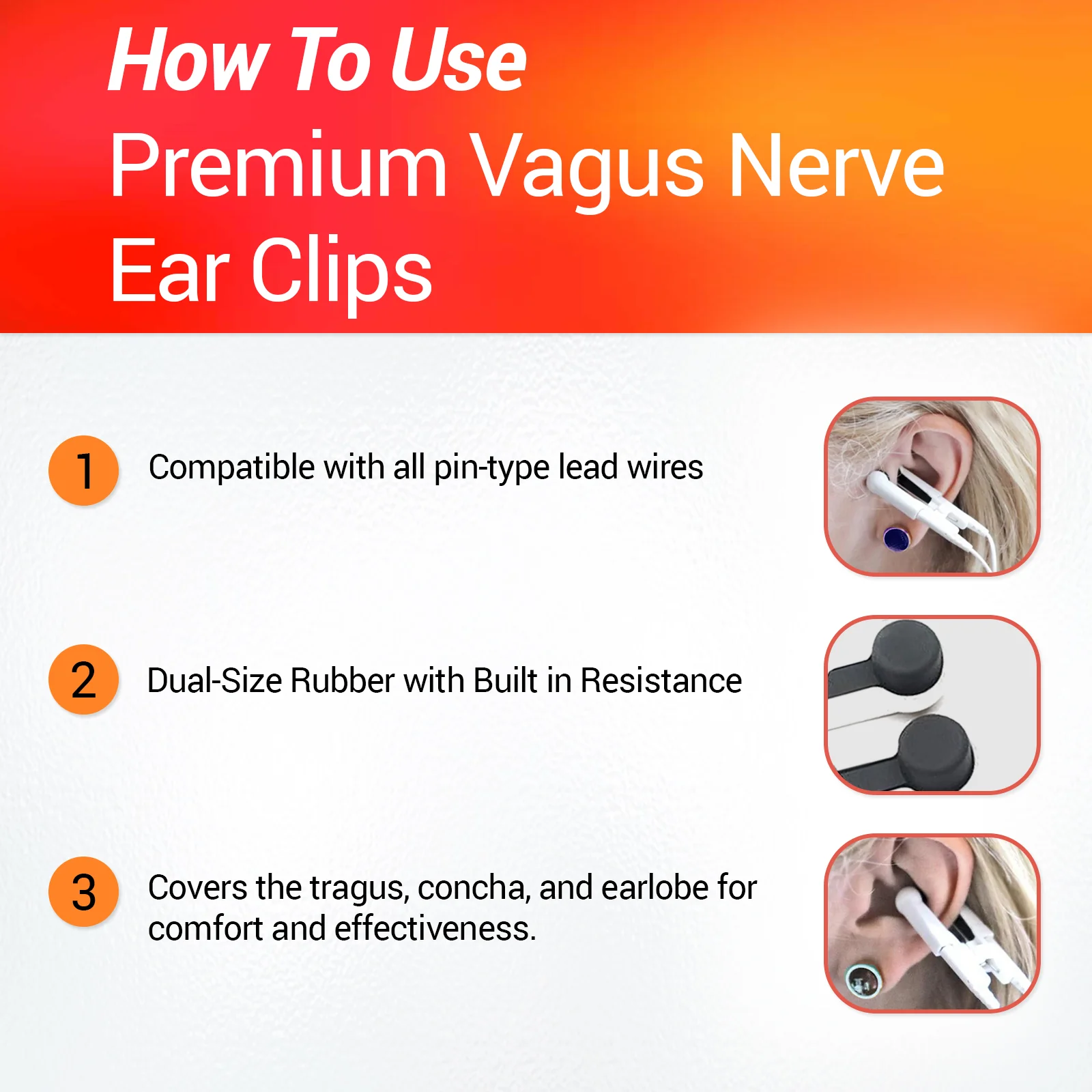 TENS Unit Vagus Nerve Dual-Soft Carbon Ear Clips - Image 4