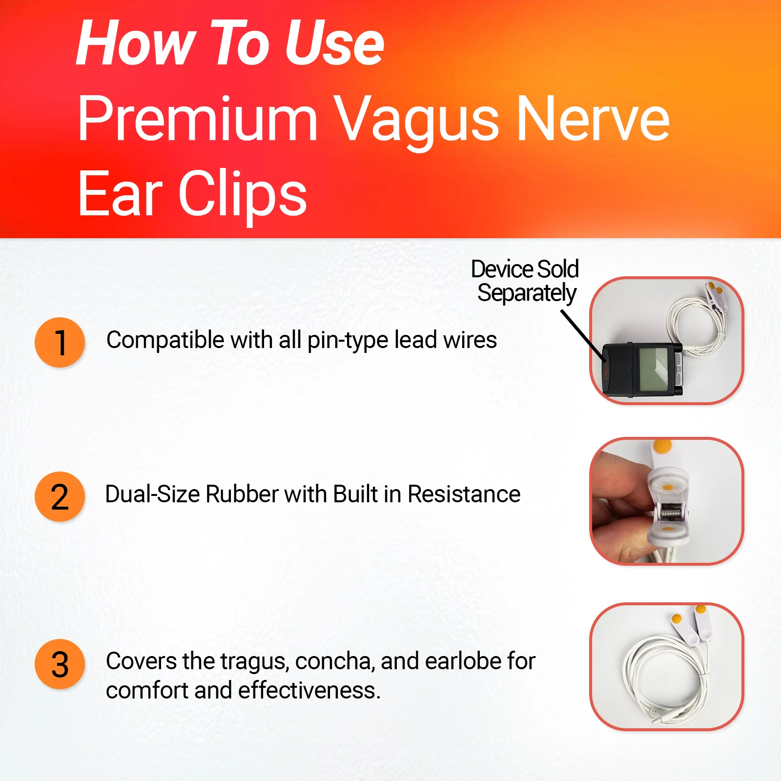 TENS Unit Vagus Nerve Sponge Pad Ear Clips - Image 5