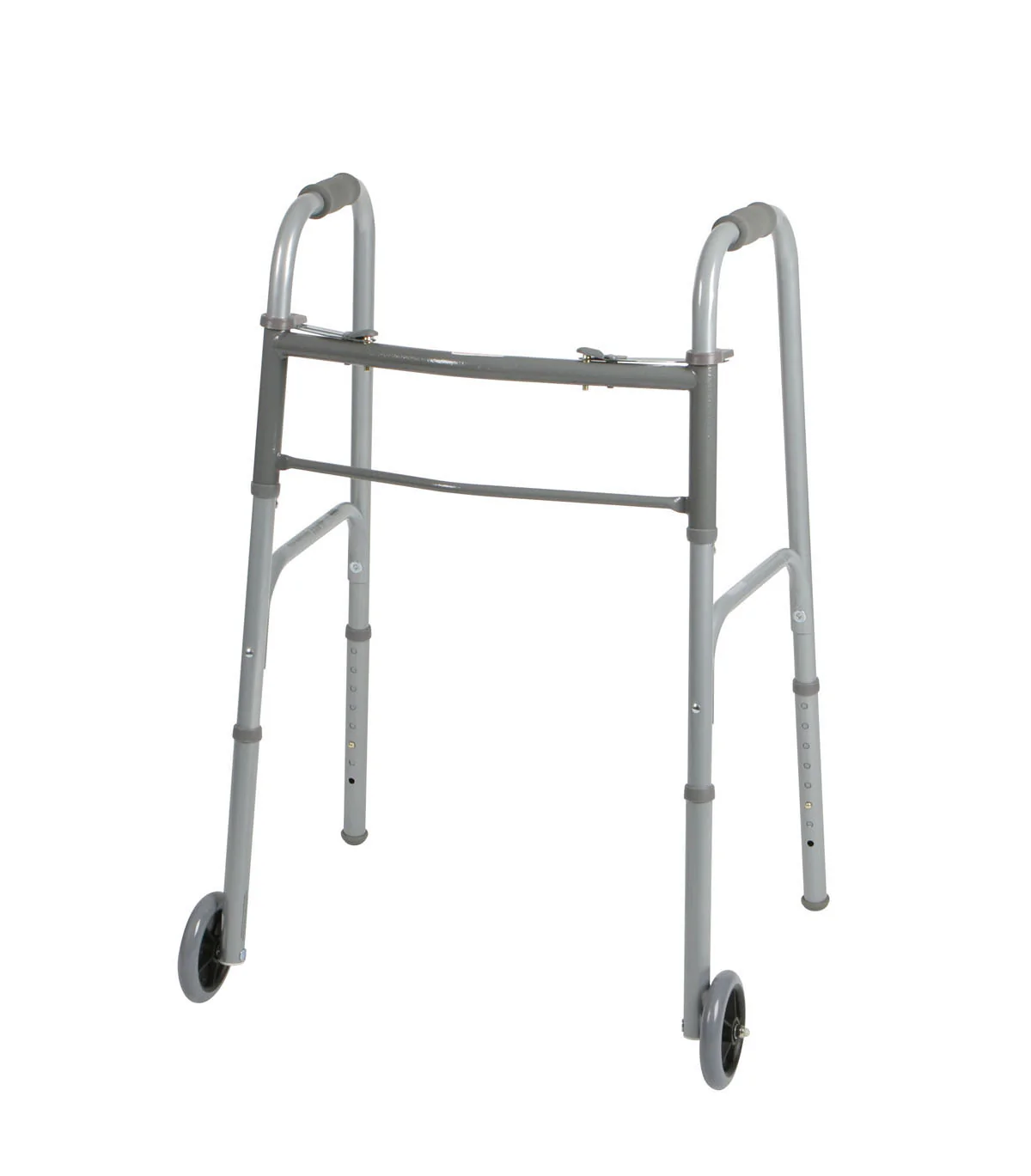 Two-Button Folding Walker with 5 Inch Wheels - Adult - Standard Width - Pack of 4 - Image 2